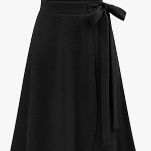Womens A Line Elastic High Waist Midi Skirt